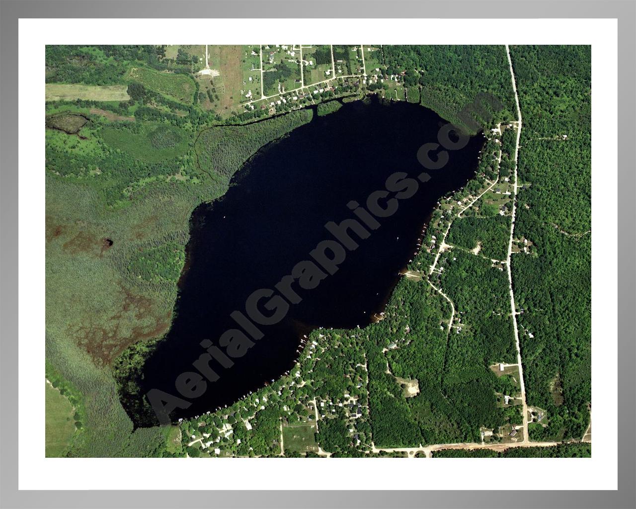 Aerial image of [345] Henderson Lake in Ogemaw, MI with Silver Metal frame