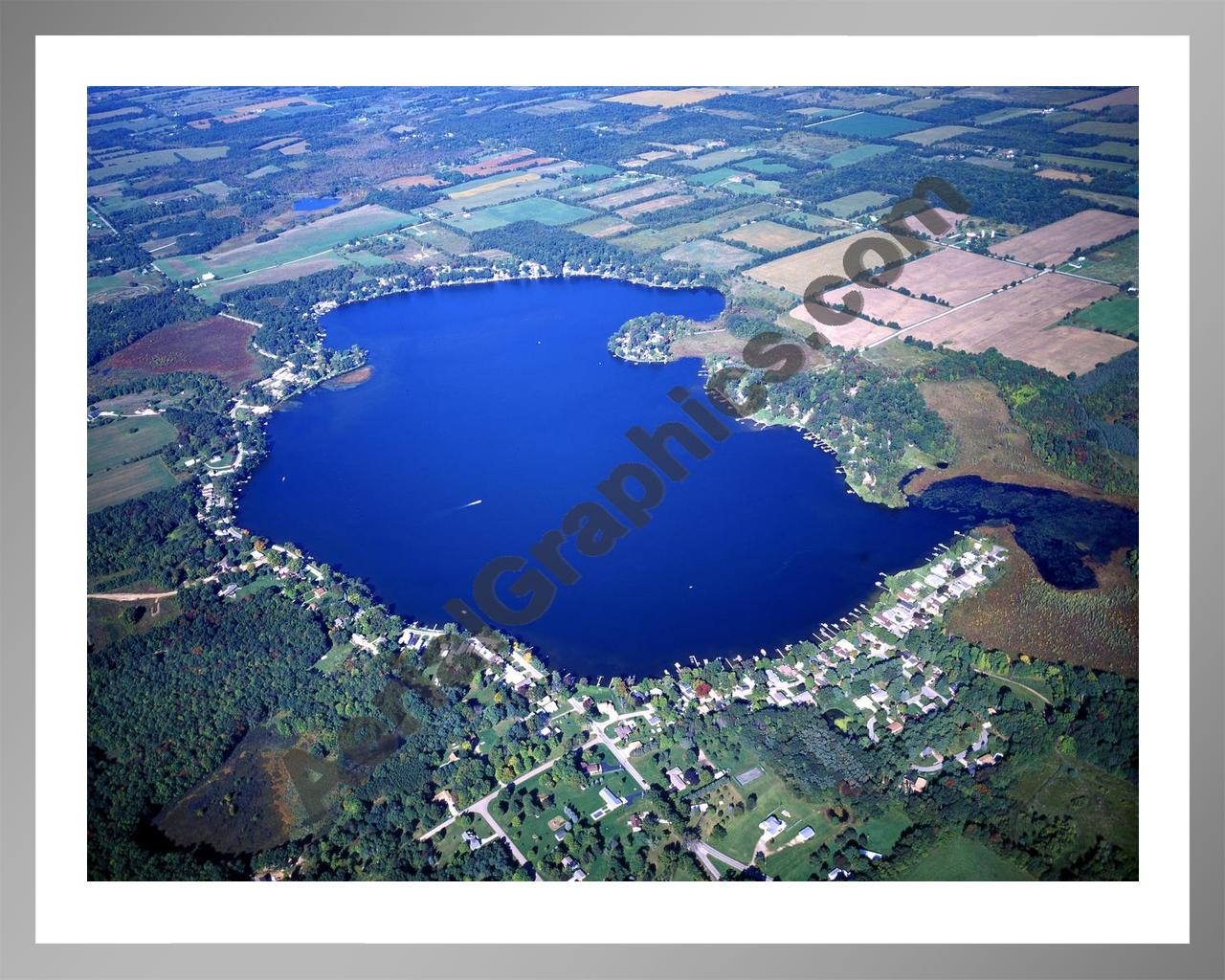 Aerial image of [3485] Fine Lake in Barry, MI with Silver Metal frame