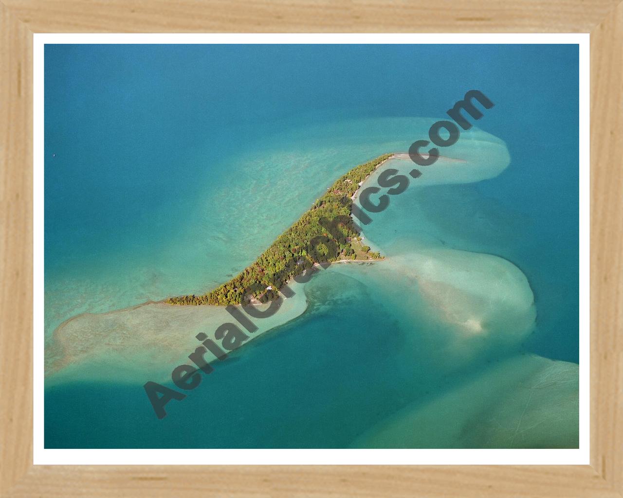 Aerial image of [349] Higgins Island with Natural Wood frame