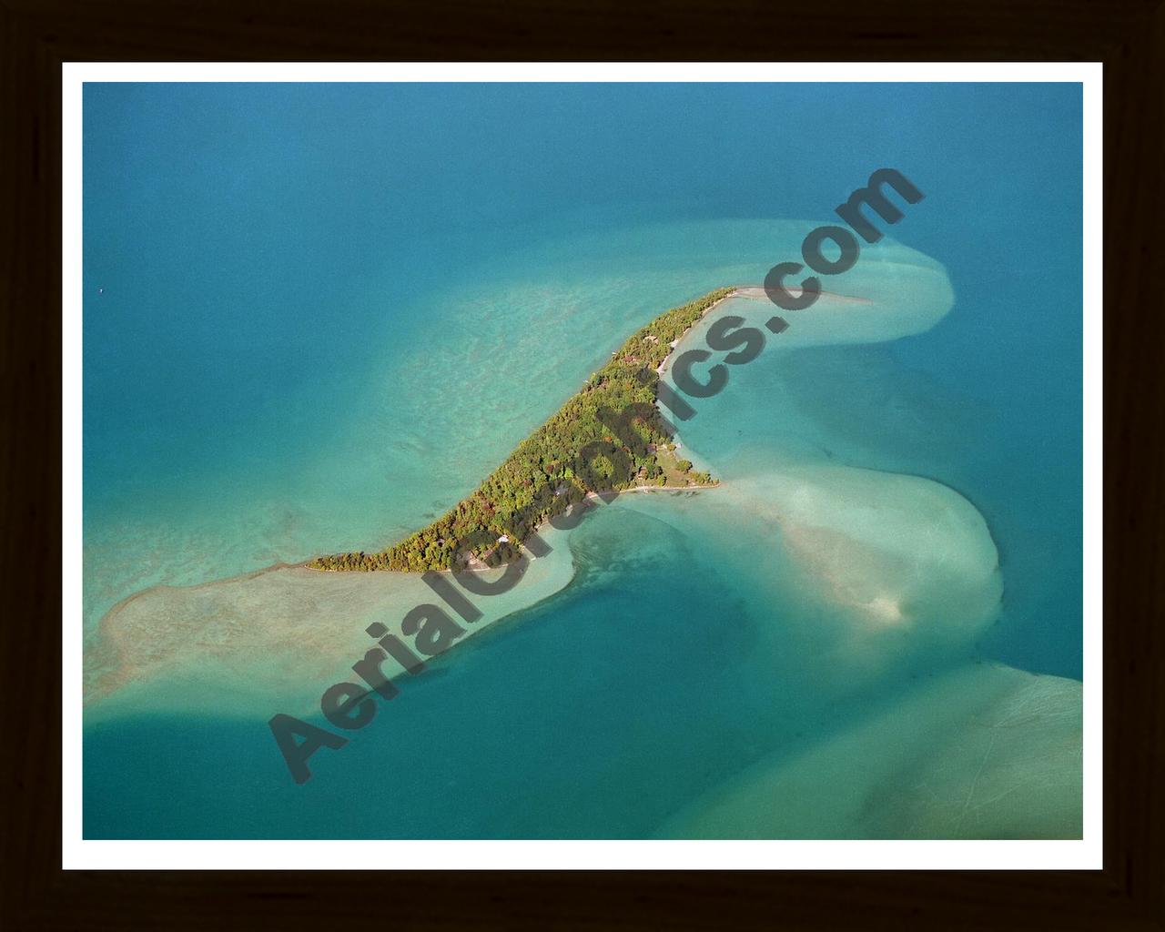 Aerial image of [349] Higgins Island with Black Wood frame