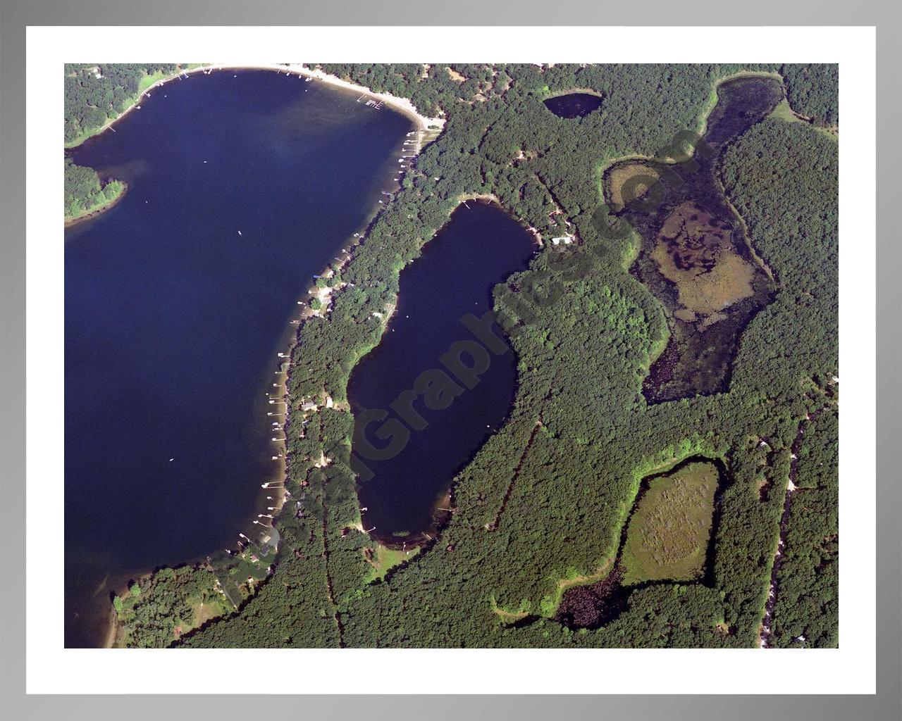 Aerial image of [34] Basford Lake in Lake, MI with Silver Metal frame