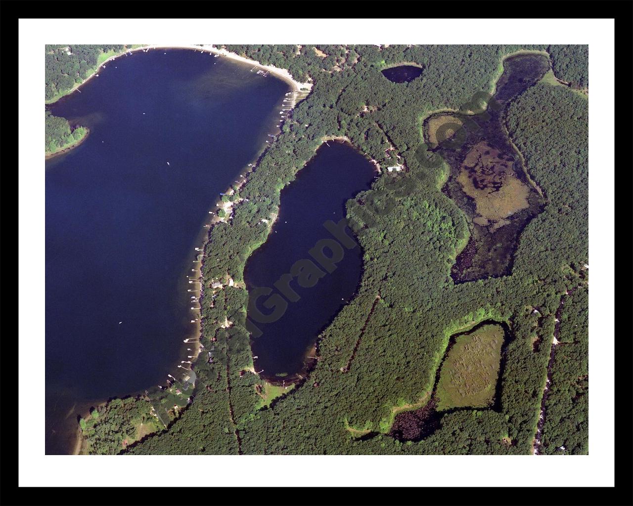 Aerial image of [34] Basford Lake in Lake, MI with Black Metal frame