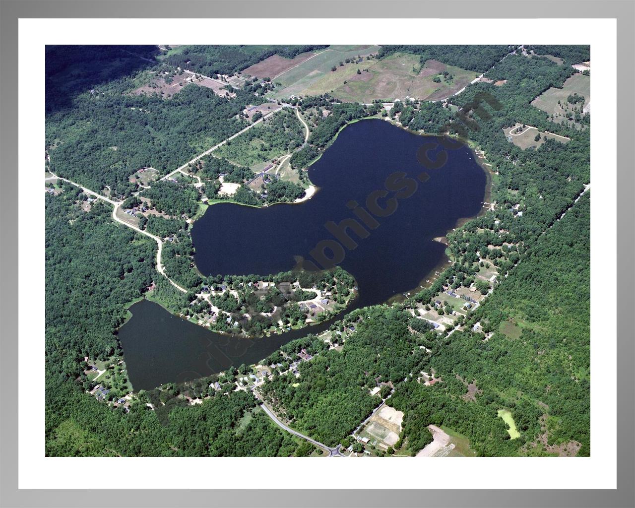 Aerial image of [3552] Great Bear Lake in Van Buren, MI with Silver Metal frame