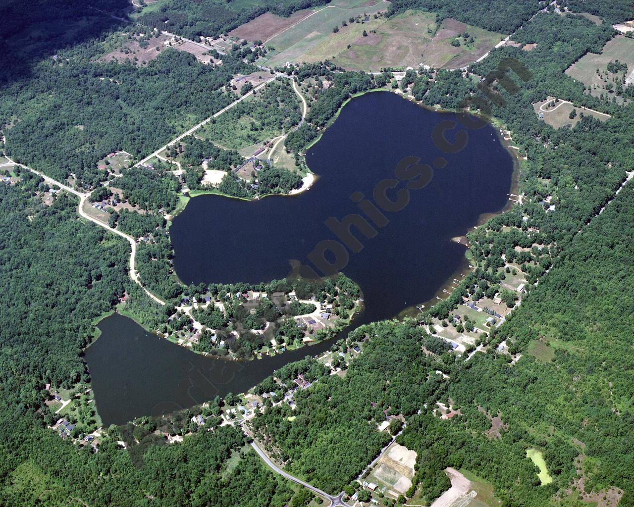 Aerial image of [3552] Great Bear Lake in Van Buren, MI with Canvas Wrap frame