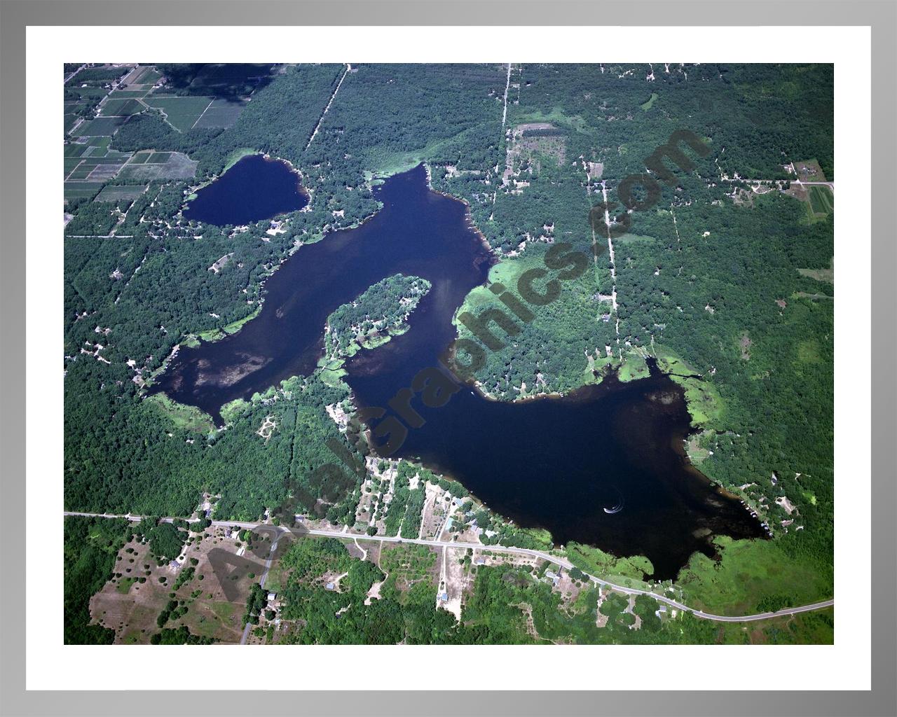 Aerial image of [3553] Saddle Lake in Van Buren, MI with Silver Metal frame