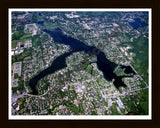 Aerial image of [3557] Wolverine Lake in Oakland, MI with Black Wood frame