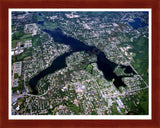 Aerial image of [3557] Wolverine Lake in Oakland, MI with Cherry Wood frame