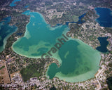 Aerial image of [3559] Cass Lake in Oakland, MI with Canvas Wrap frame