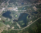 Aerial image of [3566] Fonda Lake, Island Lake & Briggs Lake in Livingston, MI with Canvas Wrap frame