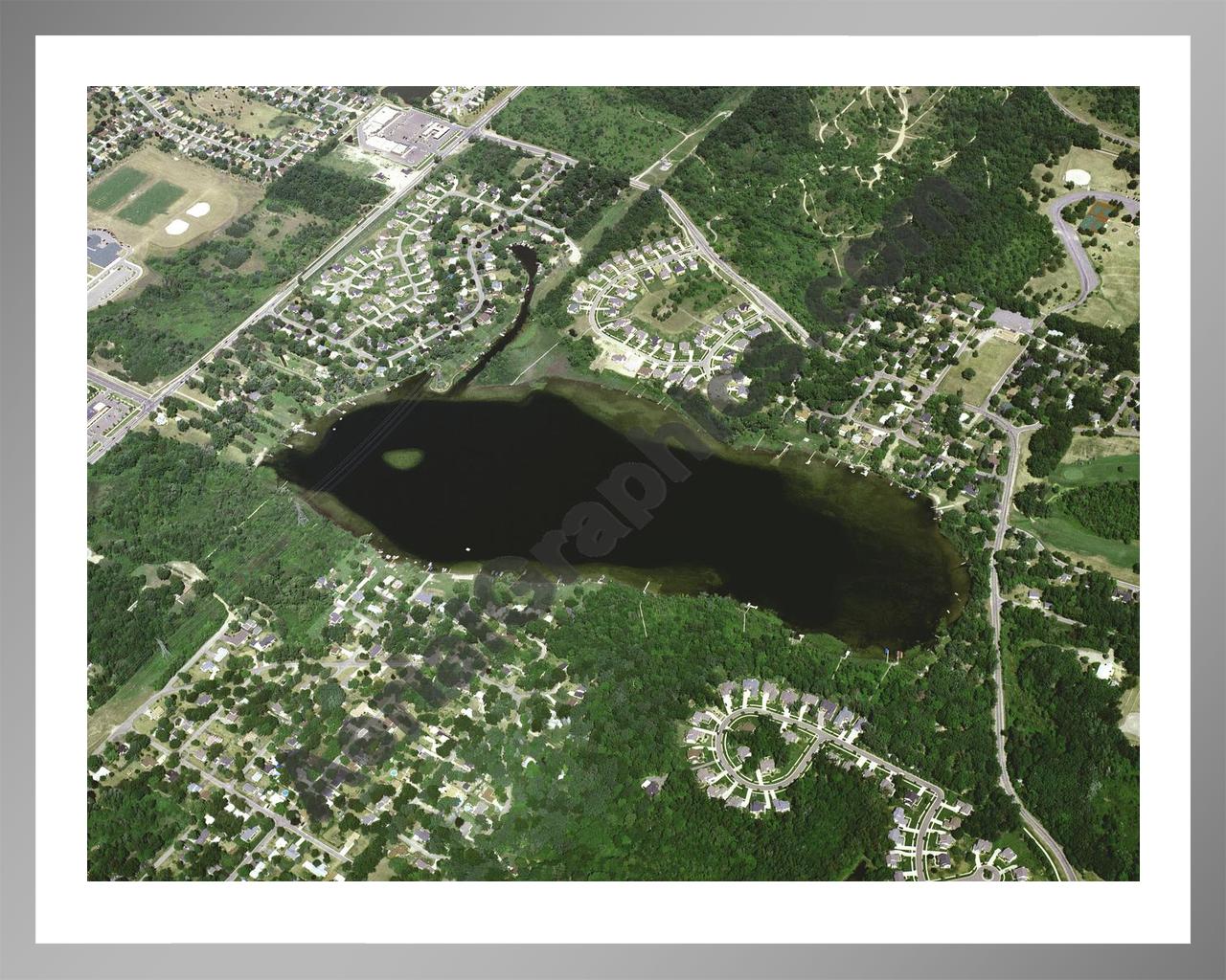 Aerial image of [3568] Loon Lake in Oakland, MI with Silver Metal frame