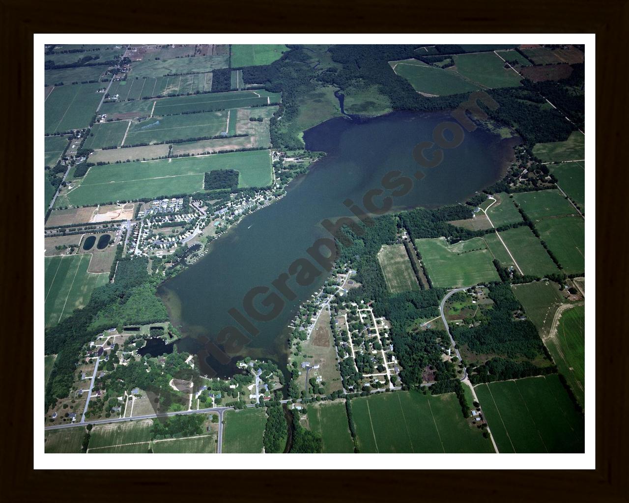 Aerial image of [3572] Portage Lake in St Joseph, MI with Black Wood frame