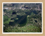 Aerial image of [3579] Goguac Lake in Calhoun, MI with Natural Wood frame