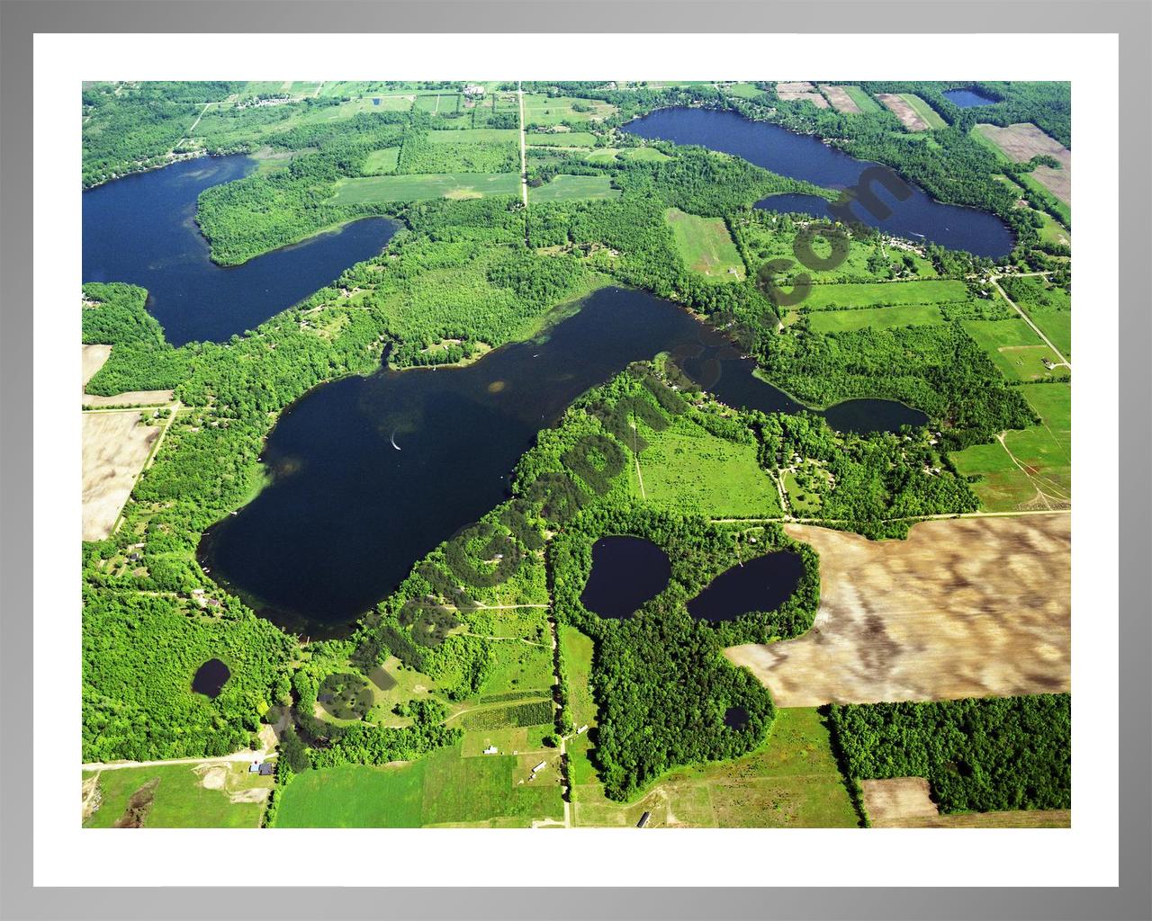 Aerial image of [3585] Muskrat Lake in Van Buren, MI with Silver Metal frame