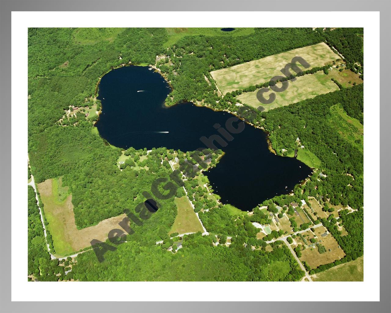 Aerial image of [3587] Mill Lake in Van Buren, MI with Silver Metal frame