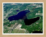 Aerial image of [3589] Eagle Lake in Allegan, MI with Natural Wood frame