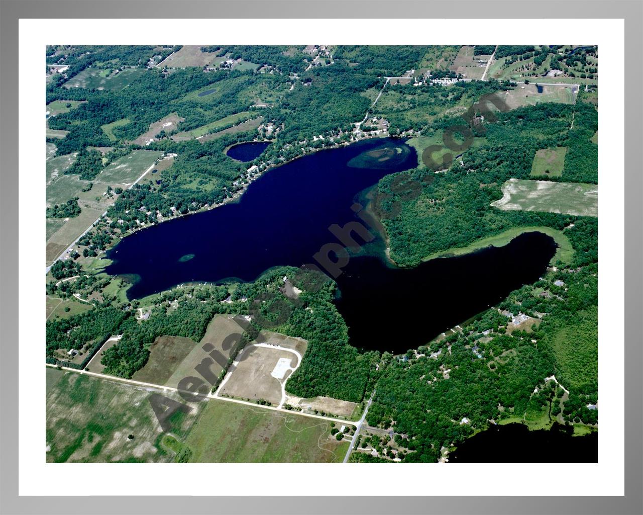 Aerial image of [3589] Eagle Lake in Allegan, MI with Silver Metal frame