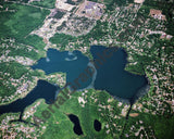 Aerial image of [3593] North Commerce Lake in Oakland, MI with Canvas Wrap frame