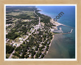 Aerial image of [3598] Port Sanilac, looking North with Natural Wood frame