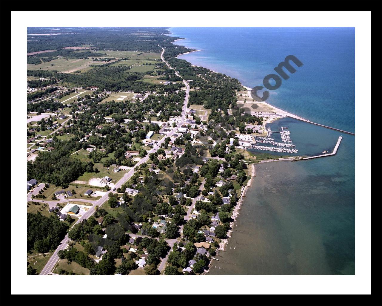 Aerial image of [3598] Port Sanilac, looking North with Black Metal frame