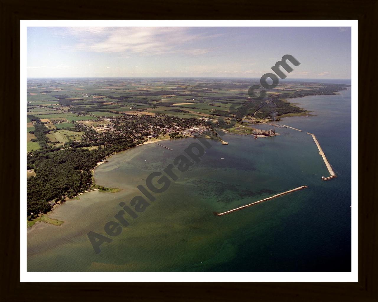 Aerial image of [3601] Harbor Beach, looking North with Black Wood frame