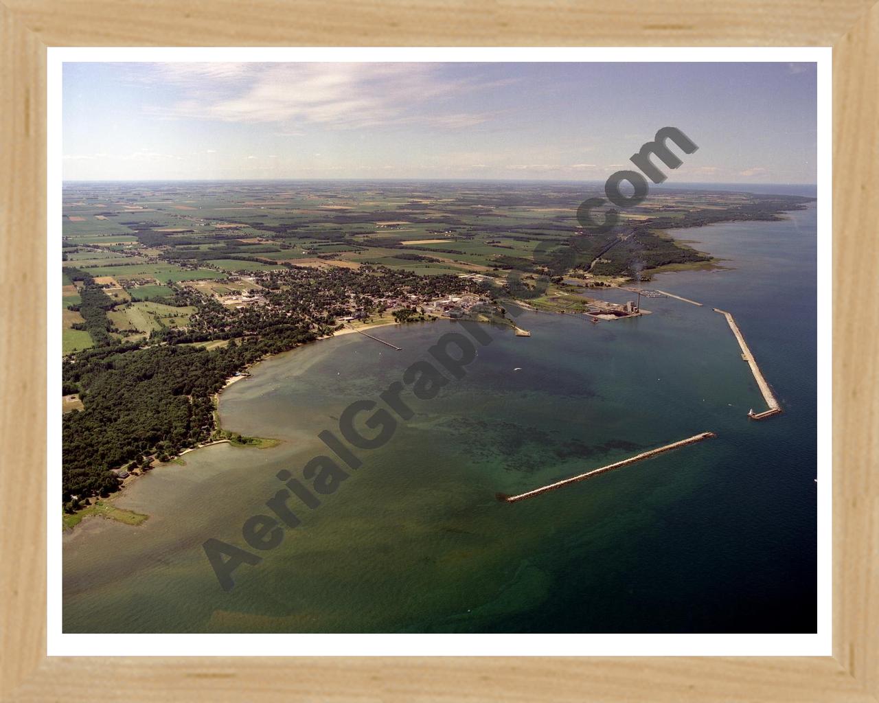 Aerial image of [3601] Harbor Beach, looking North with Natural Wood frame