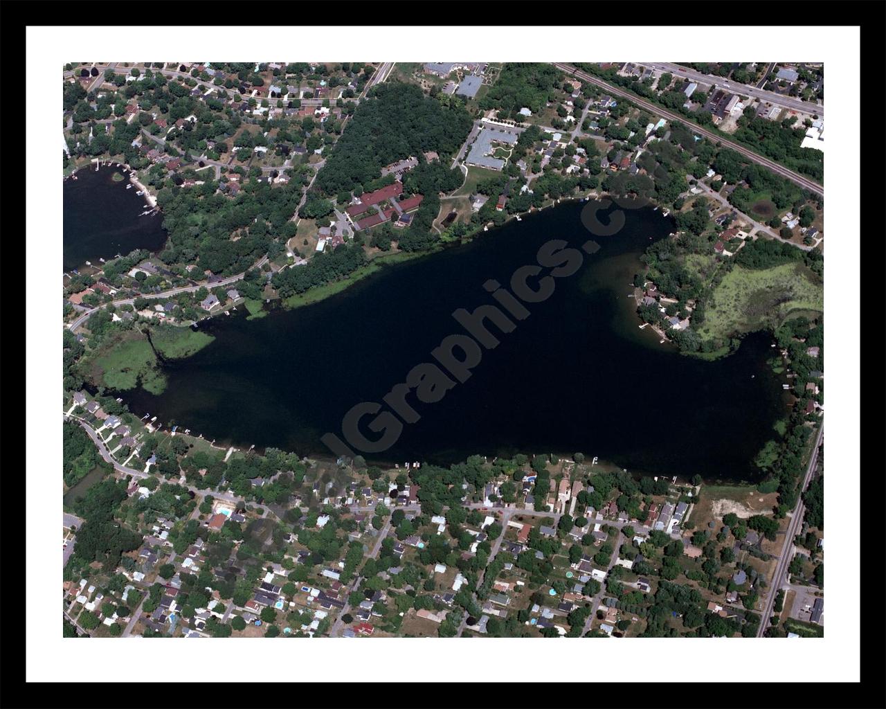 Aerial image of [3606] Scott Lake in Oakland, MI with Black Metal frame