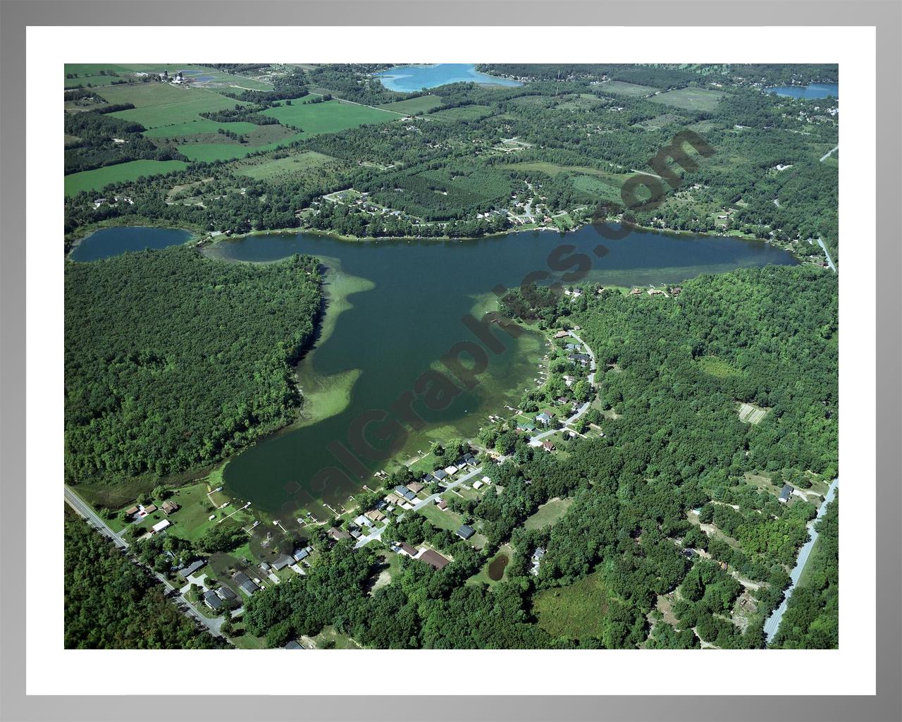 Aerial image of [3632] Payne Lake in Barry, MI with Silver Metal frame