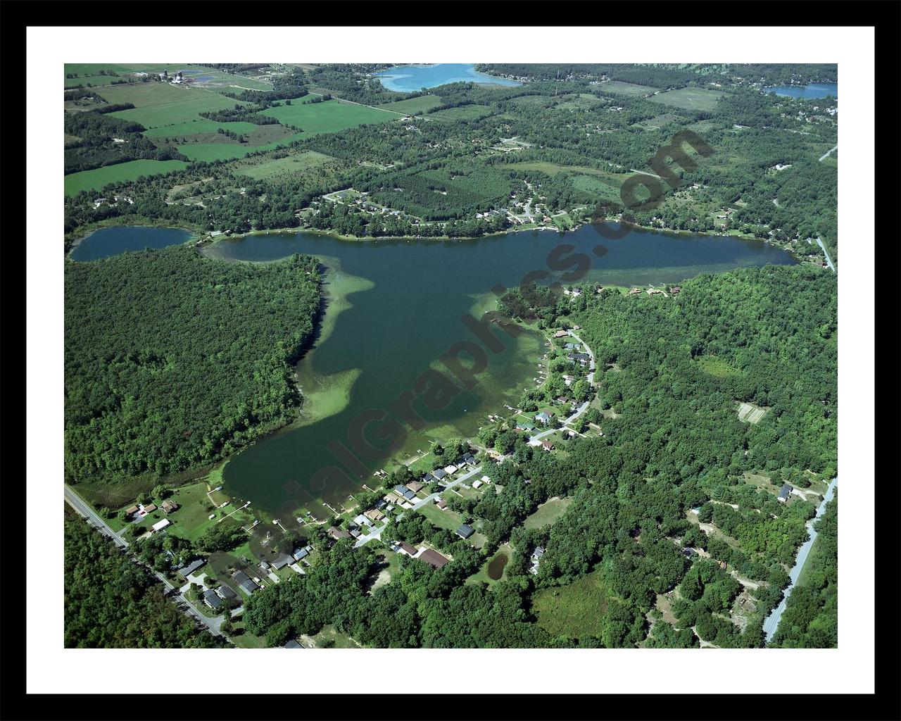 Aerial image of [3632] Payne Lake in Barry, MI with Black Metal frame