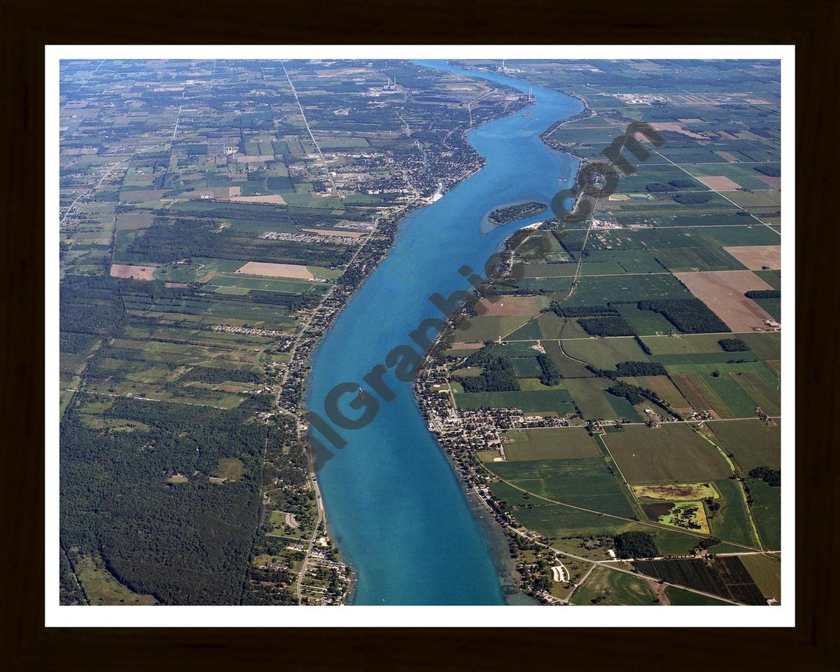 Aerial image of [3645] St. Clair River with Black Wood frame