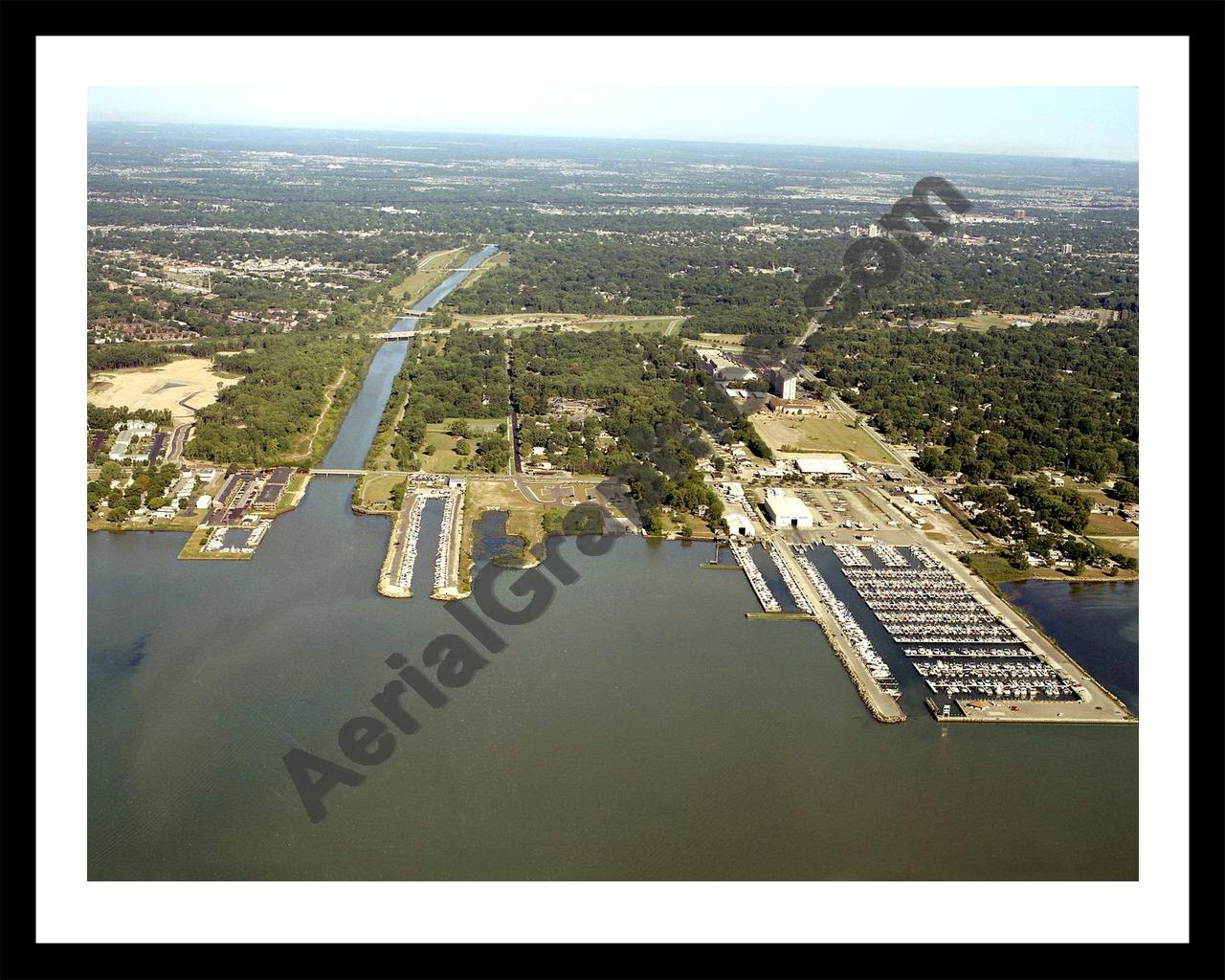 Aerial image of [3650] Clinton River Spillway with Black Metal frame