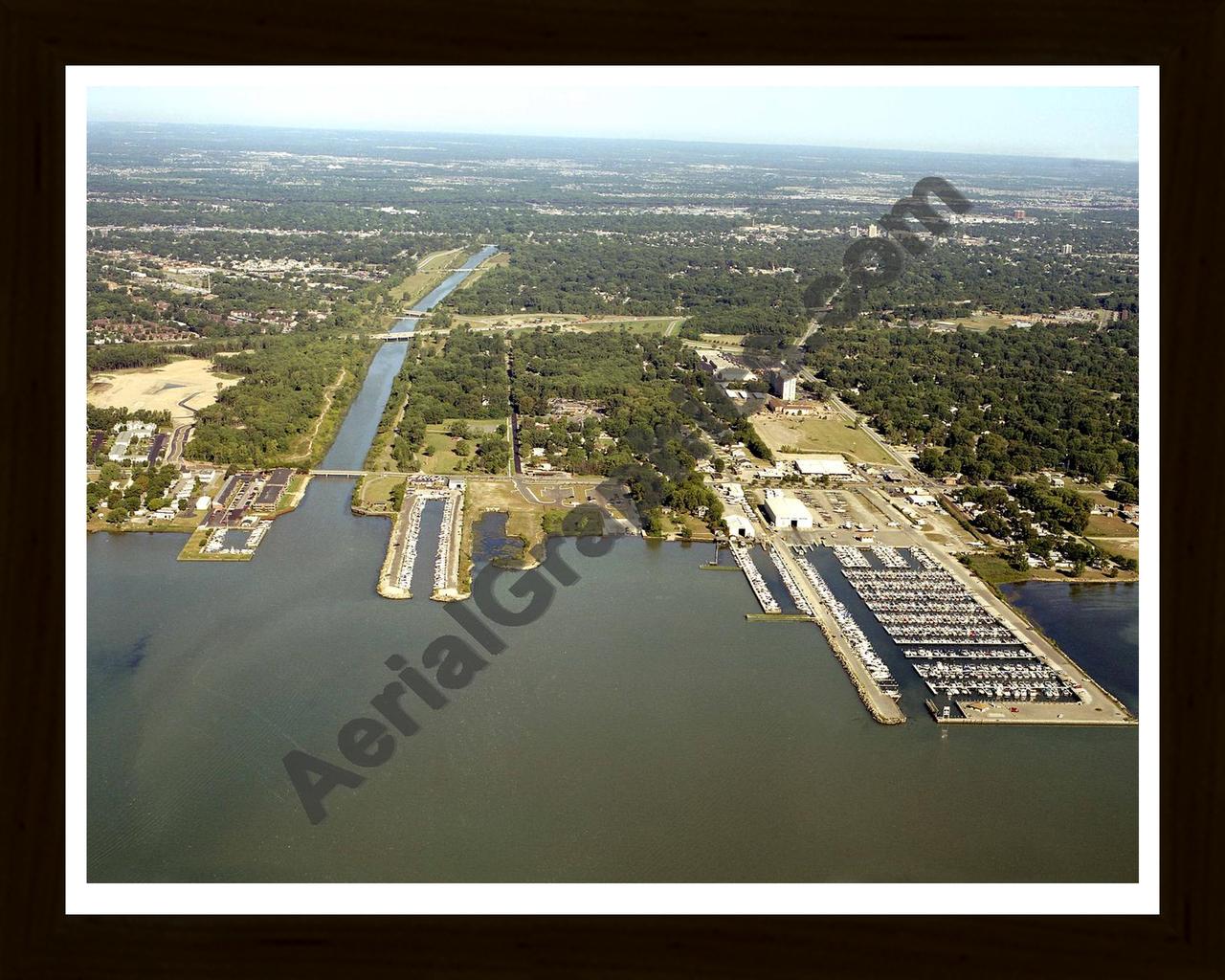 Aerial image of [3650] Clinton River Spillway with Black Wood frame