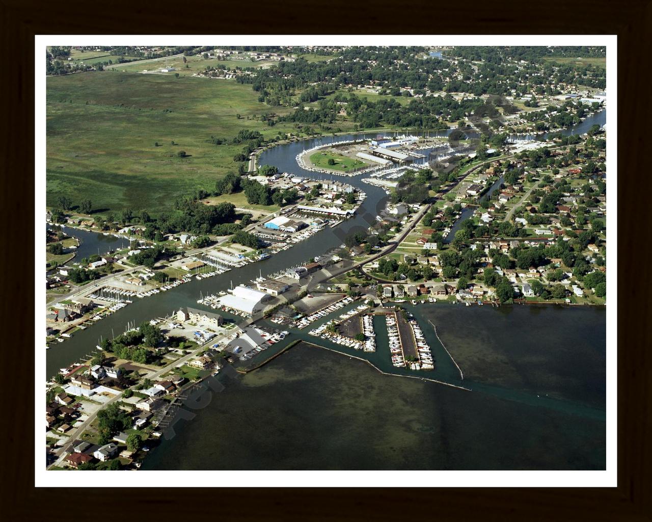 Aerial image of [3653] Clinton River-F14 with Black Wood frame