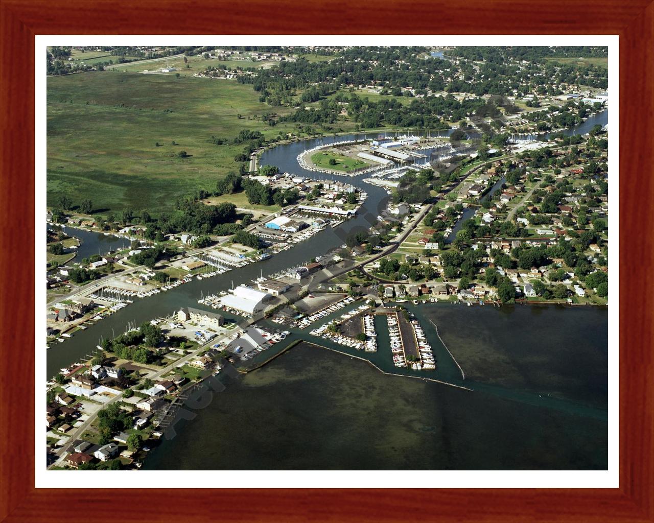 Aerial image of [3653] Clinton River-F14 with Cherry Wood frame