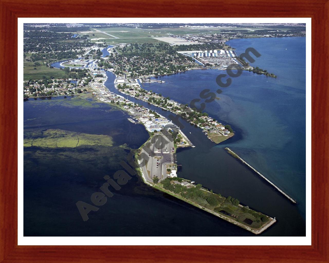 Aerial image of [3654] Clinton River - F16 with Cherry Wood frame