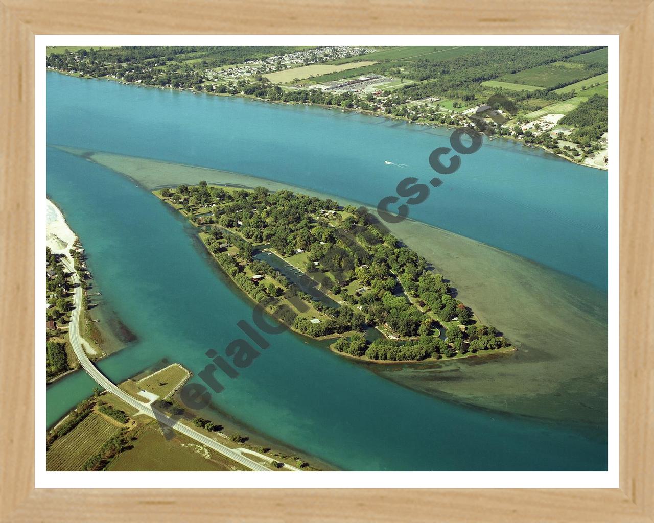 Aerial image of [3662] Fawn Island with Natural Wood frame