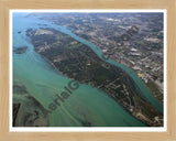 Aerial image of [3666] Grosse Ile, looking South in Wayne, MI with Natural Wood frame