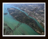 Aerial image of [3666] Grosse Ile, looking South in Wayne, MI with Black Wood frame