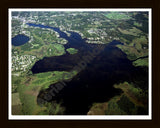 Aerial image of [3673] Center Lake in Jackson, MI with Black Wood frame