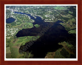 Aerial image of [3673] Center Lake in Jackson, MI with Cherry Wood frame