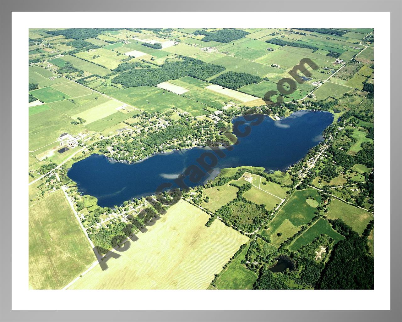 Aerial image of [3676] Pleasant Lake in Washtenaw, MI with Silver Metal frame