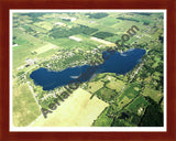 Aerial image of [3676] Pleasant Lake in Washtenaw, MI with Cherry Wood frame