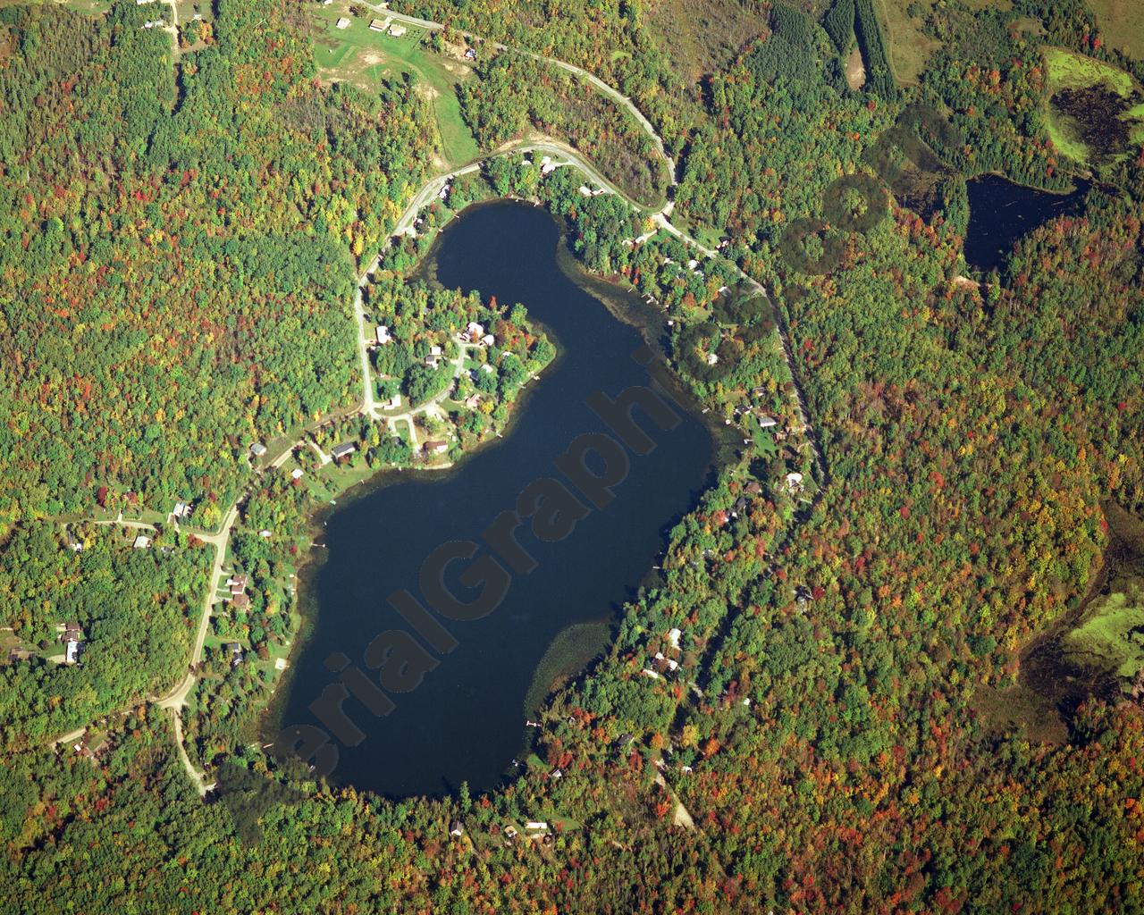 Aerial image of [367] Hunters Lake in Alcona, MI with Canvas Wrap frame