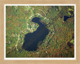 Aerial image of [367] Hunters Lake in Alcona, MI with Natural Wood frame