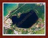 Aerial image of [36] Bass Lake in Antrim, MI with Cherry Wood frame