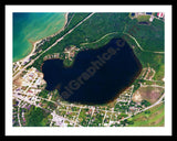 Aerial image of [36] Bass Lake in Antrim, MI with Black Metal frame