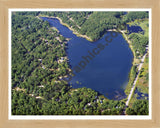 Aerial image of [3832] Bertha Lake in Clare, MI with Natural Wood frame