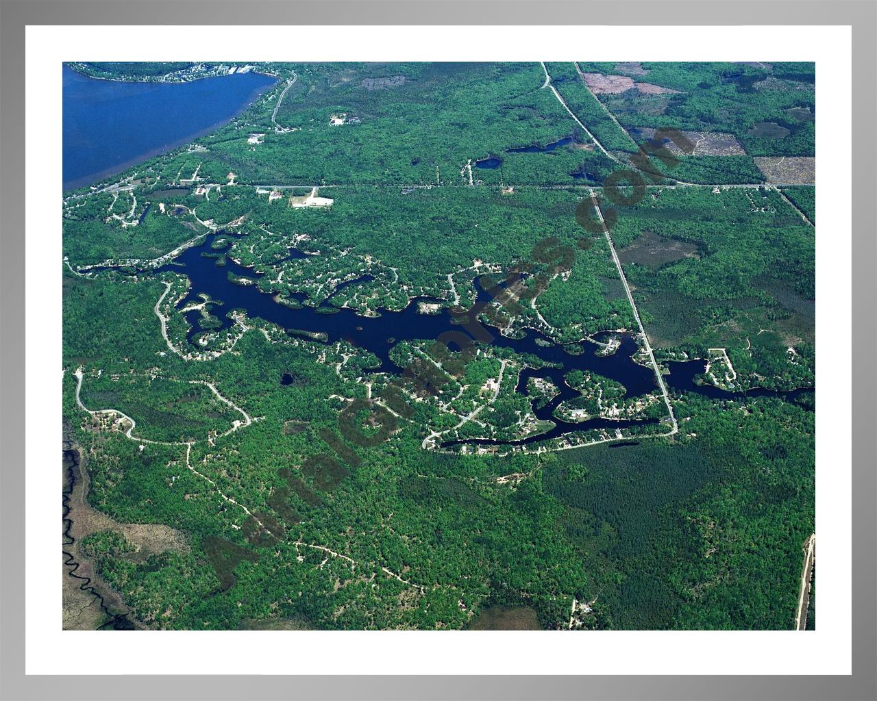 Aerial image of [386] James Lake in Roscommon, MI with Silver Metal frame