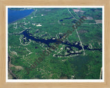 Aerial image of [386] James Lake in Roscommon, MI with Natural Wood frame