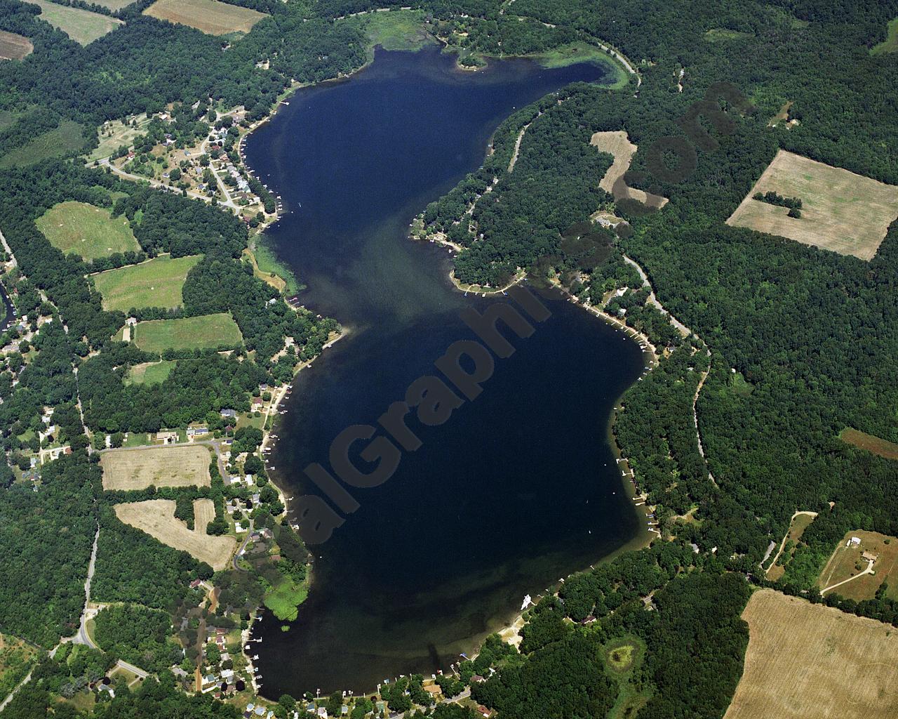 Aerial image of [3870] Clear Lake in St Joseph, MI with Canvas Wrap frame