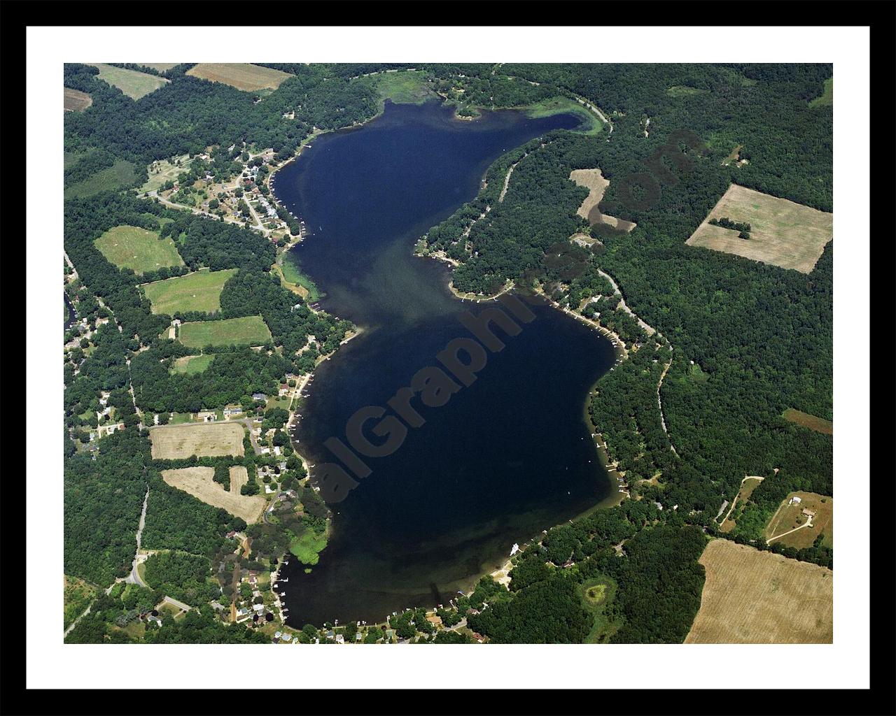 Aerial image of [3870] Clear Lake in St Joseph, MI with Black Metal frame